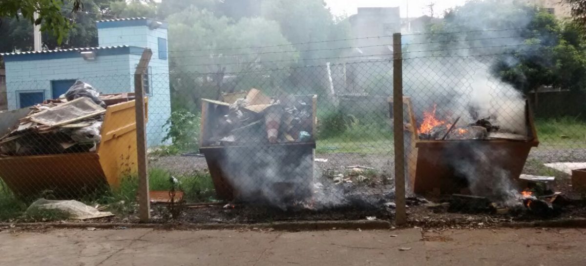Caçambas do Eco Ponto do Jardim México ficam em chamas no domingo (26)